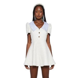 Dolls Kill Sugar Thrillz Tweed Collared Mini Dress Size XL